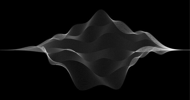 dynamic wave of Particles in grid on Black Background for Telecommunication Technology vector