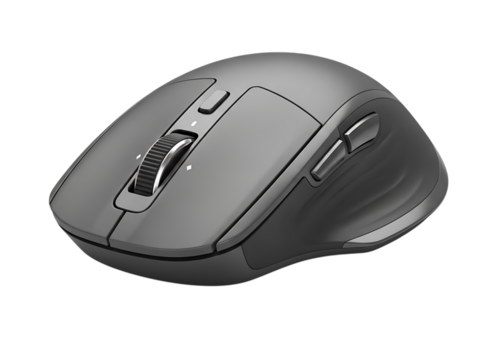 ergonomisch draadloze computer muis met rol wiel en toetsen voor verbeterd produktiviteit geïsoleerd Aan transparant achtergrond png