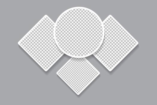 Abstract empty photo frame template with gray background, collage photo templates vector