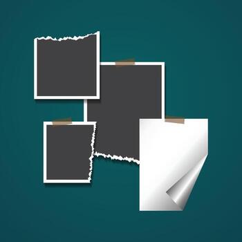 Abstract empty photo frame template with gray background, collage templates. Collage photo effect Minimalist shadow vector