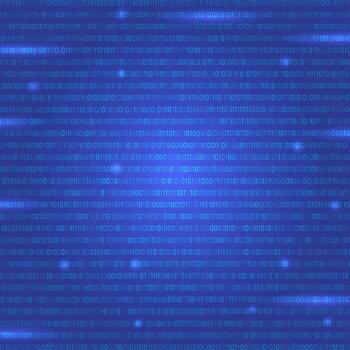 Digital Data Technology Concept. Blue Binary Data Software Programming Code Texture. Random Program Code. Machine Code. Random Binary Blue Data Matrix Wide. Tech Background vector