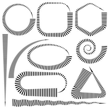 Circle countdown icon. Timer symbol. Interval symbol. Clock measure. Line design element. Set of Hour and minute icons. Watch simple logo vector