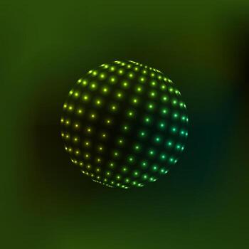 Global network connection concept. Big data visualization. Dots particles. Atom orb cyber technology. Abstract green sphere. Digital design element vector