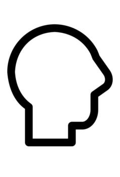 Outline of a human head for facial scan, Profile silhouette representing face detection, Simple user biometric security system icon vector