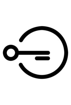 Key with a circle head penetrating a larger circle, Icon symbolizing secure login or primary access, Authentication key for system or account entry vector