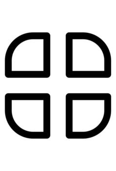 cuatro igual redondeado cuadrantes formando un cuadrado, aplicación lanzacohetes o principal menú navegación símbolo, interfaz cuadrícula ver para opciones o aplicaciones vector