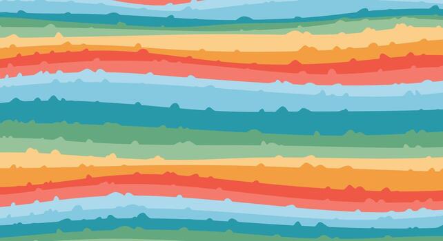Vibrant abstract rainbow stripes flowing waves pattern seamless background texture vector