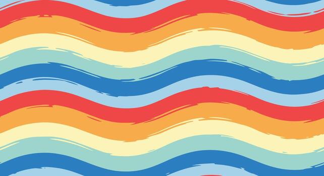 vibrante retro resumen ondulado líneas modelo con cepillo golpes en un paleta de calentar y frio colores vector