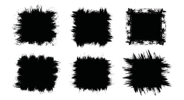 Collection of six rough square textured borders and frames with a grunge artistic effect. vector