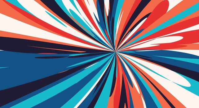 Explosion of vibrant colors radiating outwards from a central point creating a dynamic and energetic visual effect. vector