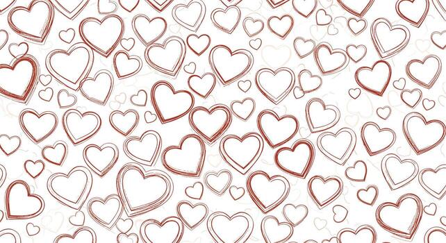 A beautiful background pattern featuring numerous hand drawn heart shapes scattered across a white surface. vector