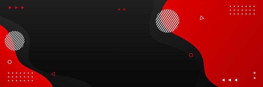Abstract black and red wave banner background, geometric elements vector
