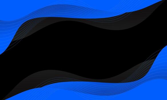 Abstract black and blue gradient background with wavy lines. Modern dynamic wallpaper. Template banner background vector