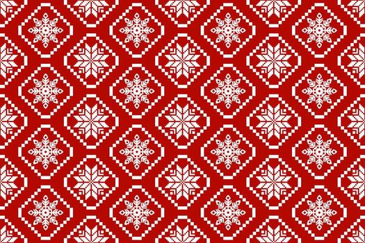 resumen copo de nieve píxel sin costura modelo en rojo antecedentes vector