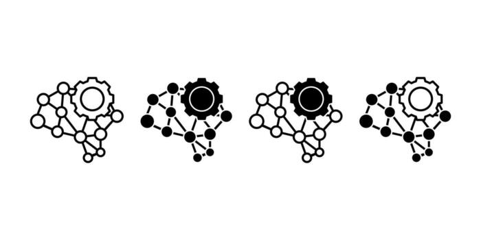 Algorithm Artificial Intelligence Black Icon Bundle for Data Analysis and Smart Technology Concept vector
