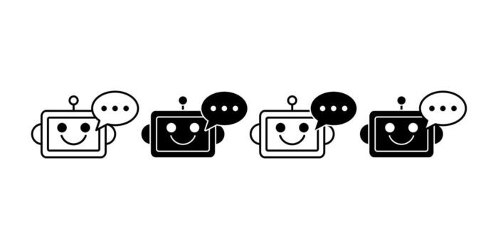 Artificial Intelligence Bot Black Icon Bundle for Digital Assistant and Automation Technology vector