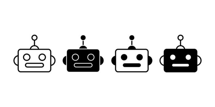 Robot Head Artificial Intelligence Black Icon Bundle for Future Technology and Innovation Concept vector