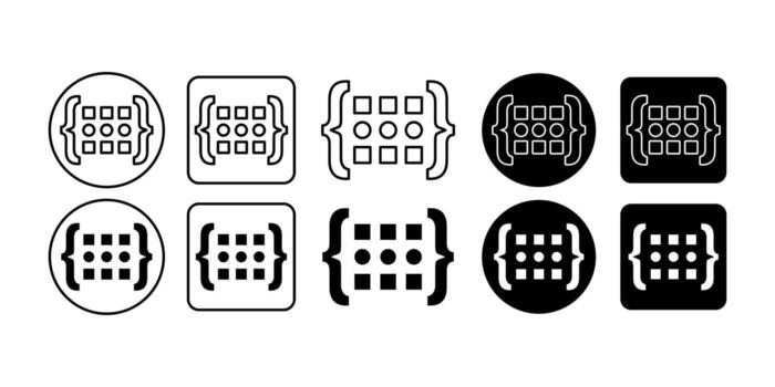 Digital Matrix Artificial Intelligence Black Icon Bundle for Data Network and Technology System vector