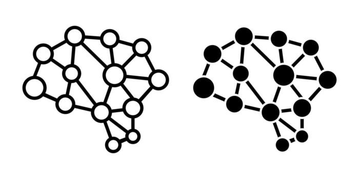 Brain in Wireframe Black Icon Bundle for Digital Neural Network and Futuristic Concept vector
