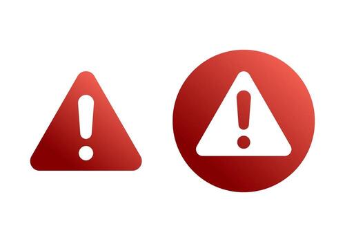 Gradient Red Warning Alert Flat Colored Illustration for Danger and Attention Concept vector