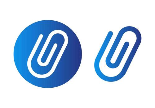 Gradient Blue Attachment Flat Colored Illustration for File and Document Connection Concept vector