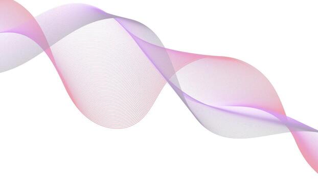 Colorful abstract wave line on white background in gradient pink and purple tones, representing motion, sound, and digital flow design vector