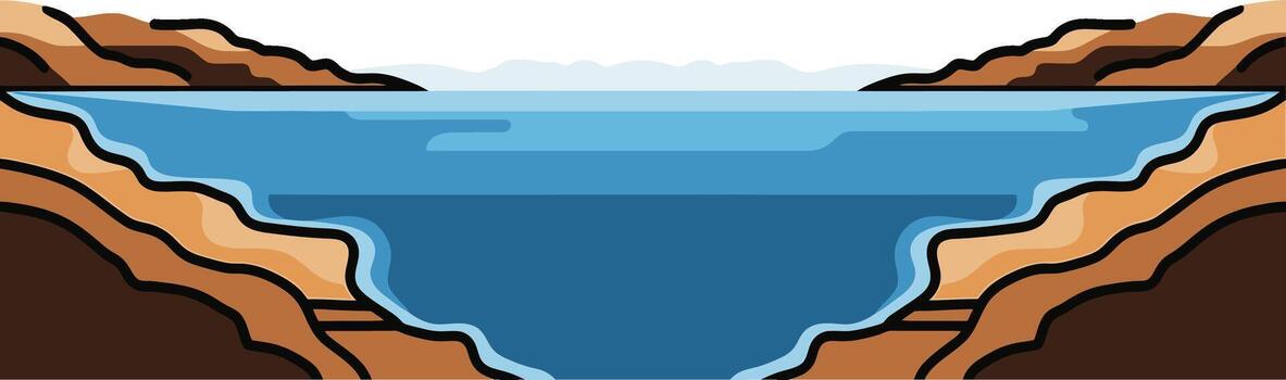 Serene Oasis, Calm Waters in Rocky Cove vector