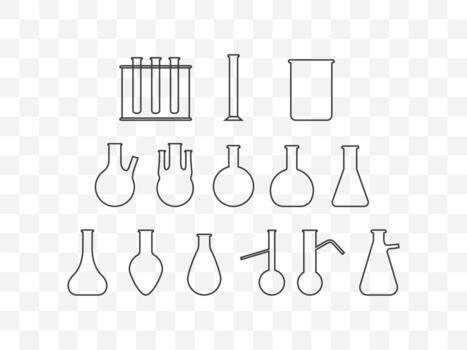 matraz, laboratorio línea icono colocar. vector