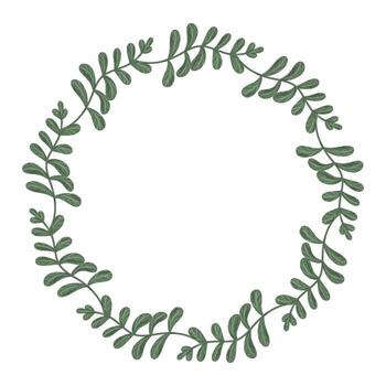 Twig wreath frame, Plant Round Border, Floral Circle frame. Botanical element vector