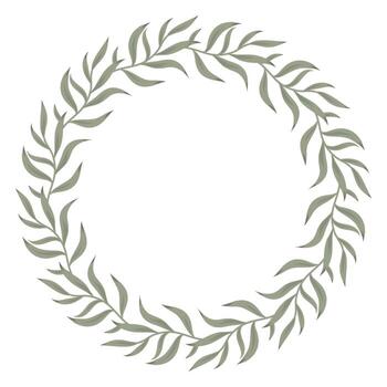 Botanical wreath frame, Greenery Circle frame, Plant Round Border. Botanical element vector