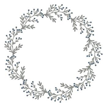 Botanical wreath frame, Plant with berries Round Border, Floral Circle frame. Botanical element vector