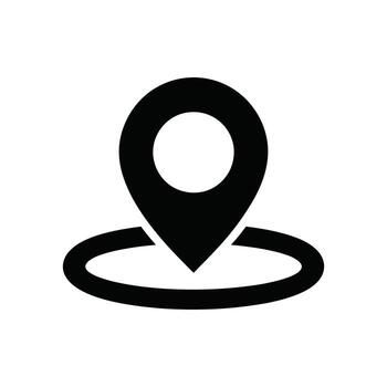 negro GPS ubicación puntero icono con círculo, mapa alfiler símbolo en blanco antecedentes vector