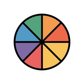 vistoso circular gráfico con ocho diferente secciones en un blanco antecedentes icono vector