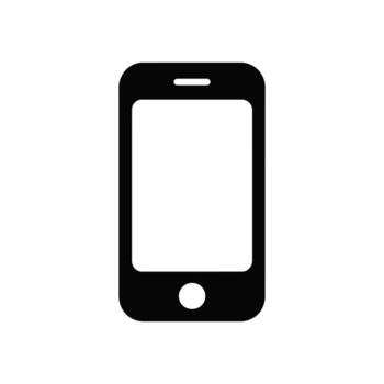 Black Smartphone Icon with Home Button and White Background for Design vector