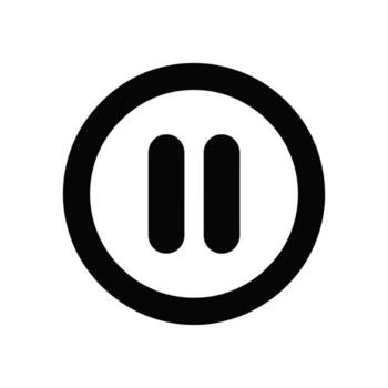 Black pause button icon in circle shape isolated on white background vector