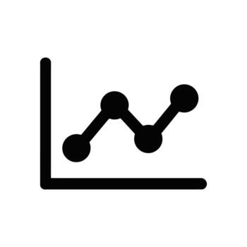 Black line graph with circles at data points on a white background vector