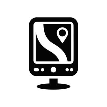 Gps navigation system icon displaying a map with a location pin symbol vector