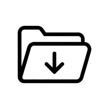 Download folder icon, simple outline style, symbolizes file saving with downward arrow vector