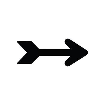 Black arrow icon pointing right on white background, simple and minimalist design style vector