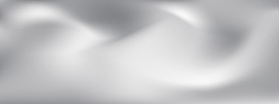 Gradient background featuring white and grey abstract soft blur effect. Metallic shine, subtle shimmer, radiant glow create reflective surface. chrome texture design.. vector