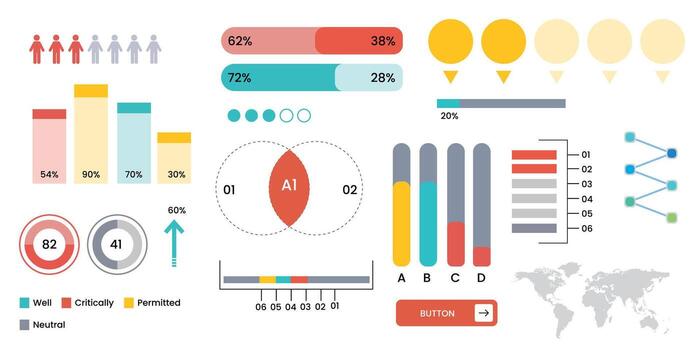 mega conjunto de infografía elementos datos visualización diseño vector