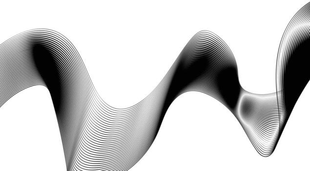 Blend Curved Wavy Lines Black Design Abstract Background Illustration vector