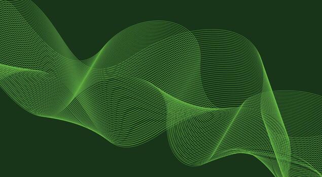 Blend Curved Wavy Lines Background Green Color Design Abstract Illustration vector