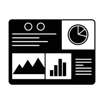 Business Dashboard and Web Analytics Glyph Icon vector