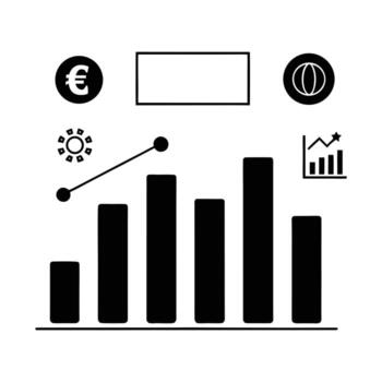 financiero métrica y bar gráfico presentación glifo icono vector
