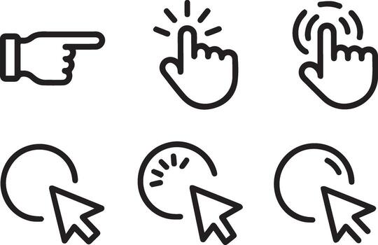 web diseño usuario Interacción símbolo conjunto negro contorno vector