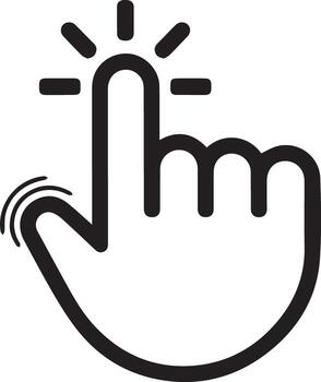 Black line icon of a hand with the index finger tapping vector