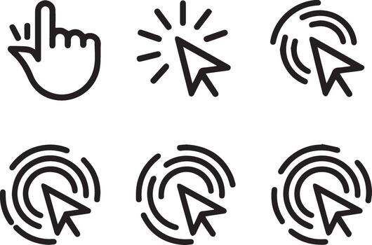 Simple Computer Arrow and Finger Pointer UI Icons vector