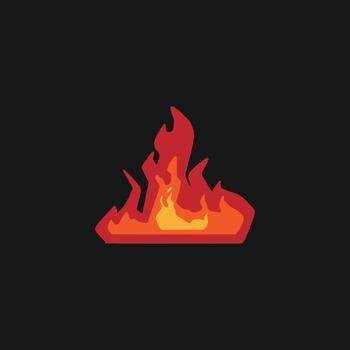 Big fire flames icon. Flat design asset representing burning, heat, and high energy for game or user interface design vector