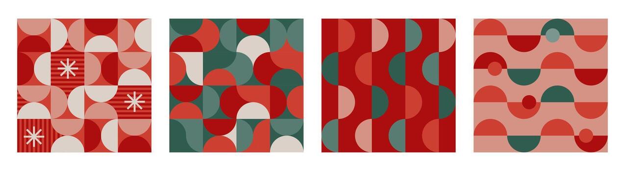 Navidad geométrico patrones colocar. alegre Navidad antecedentes, sin costura patrones. tartán, comprobado modelo diseño. rojo, verde y rosado Navidad colores vector